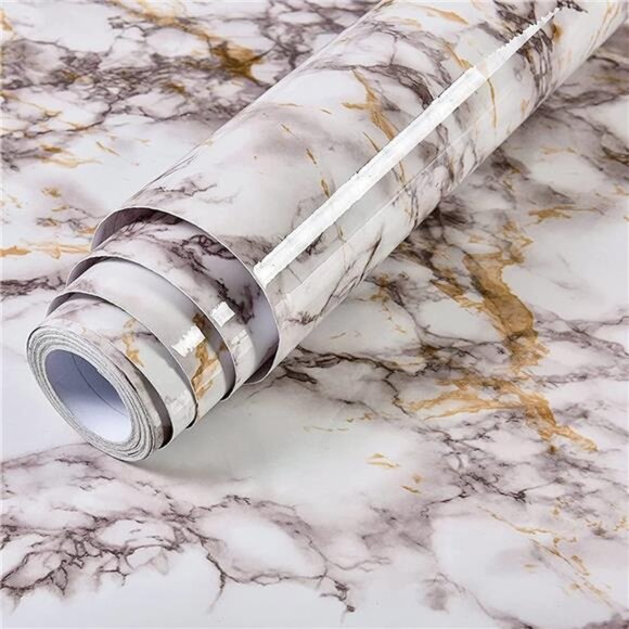 White Marble Wallpaper Peel and Stick 23.6"x197"Wall Paper Pull and Stick Paper - Picture 1 of 8